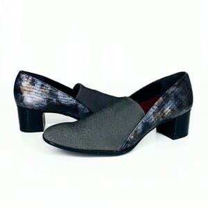 Munro Billee Grey Lizard Print Calf Leather Dress Pump Shoes Size 9.5